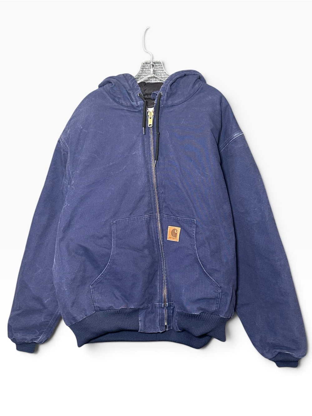 Carhartt 2XL Full Zip Hoodie Shacket Canvas Navy Jacket Faded Broken In 376-20